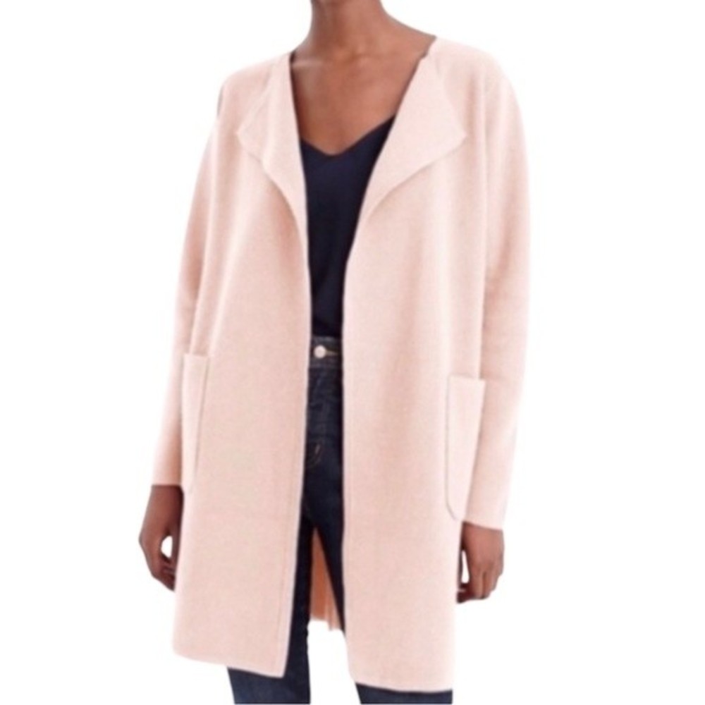 J. Crew 365 Juliette Collarless Long Sweater Blazer Ballet Pink Women’s Size XL